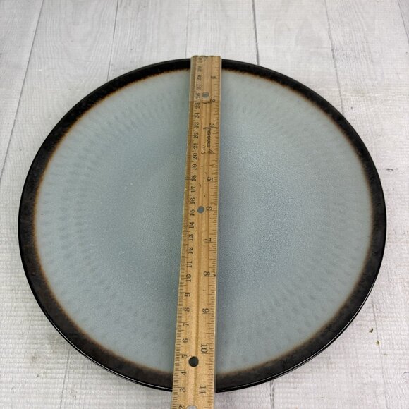 Food Network ANGELICA Light Blue Bronze Metallic Stoneware Dinner Plates Set 4 - Picture 11 of 16